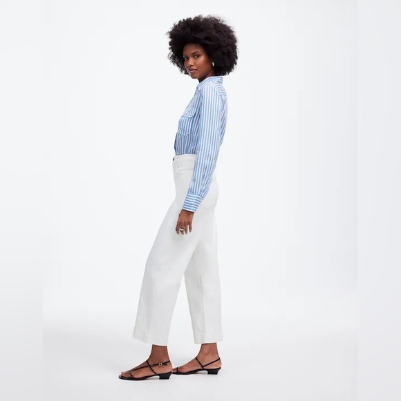 New Madewell The Perfect Vintage Wide-Leg Crop Jean tile White Size W28 - Picture 3 of 15